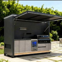 Outdoor Bbq Kitchen Cabinetry Remote Control Outdoor Kitchen Stainless Steel Weatherproof for Patio Backyard Grilling Cooking