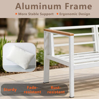 Aluminum Patio Sectional Furniture Set,5 Piece Patio Conversation Sets Outdoor Patio Furniture Set Sofa with Coffee Table & Washable Cushions White