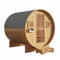 Outdoor Traditional Barrel Sauna Built for Wellness, 4-6 Person Capacity, 6KW Electric Heater, Solid Wood