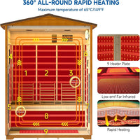 3 Person Outdoor Sauna, Low EMF Infrared Sauna, 7-Color Therapy